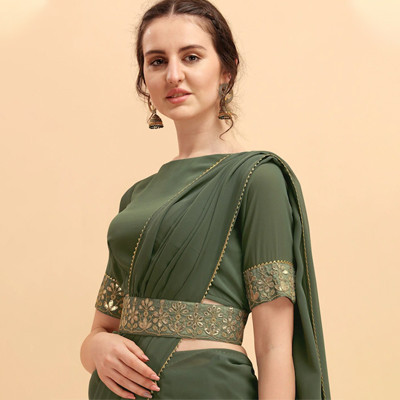 Olive & Golden Embellished Gotta Patti Saree