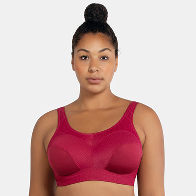 Plus Size Maroon Solid Underwired Non Padded Workout Bra P58522