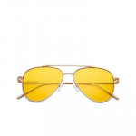 Unisex Yellow Lens & Gold-Toned Aviator Sunglasses 148395