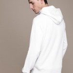 "Men White Printed Hooded Sweatshirt "