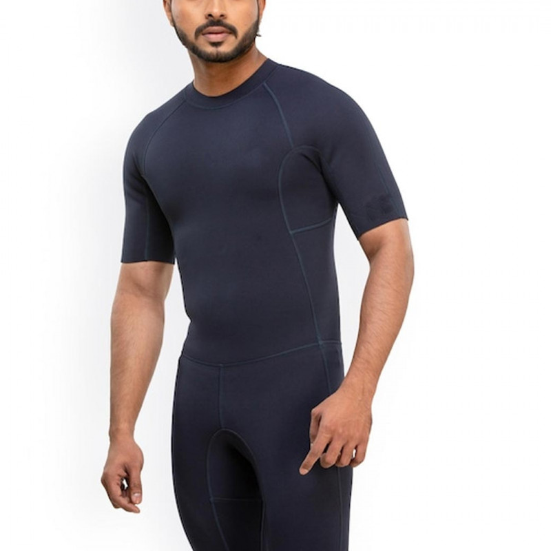 Men Navy Blue Solid Shorty Wetsuit